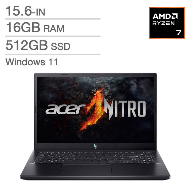 Acer Nitro Gaming Laptop, AMD Ryzen 7 7735HS – 16GB RAM, 512GB SSD, 4GB Nvidia RTX 3050