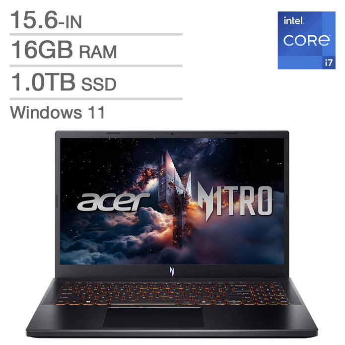 Acer Nitro Gaming Laptop, 15.6-in. Intel Core i7-13620H – 16GB RAM, 1TB SSD, 8GB NVIDIA GeForce RTX 5060