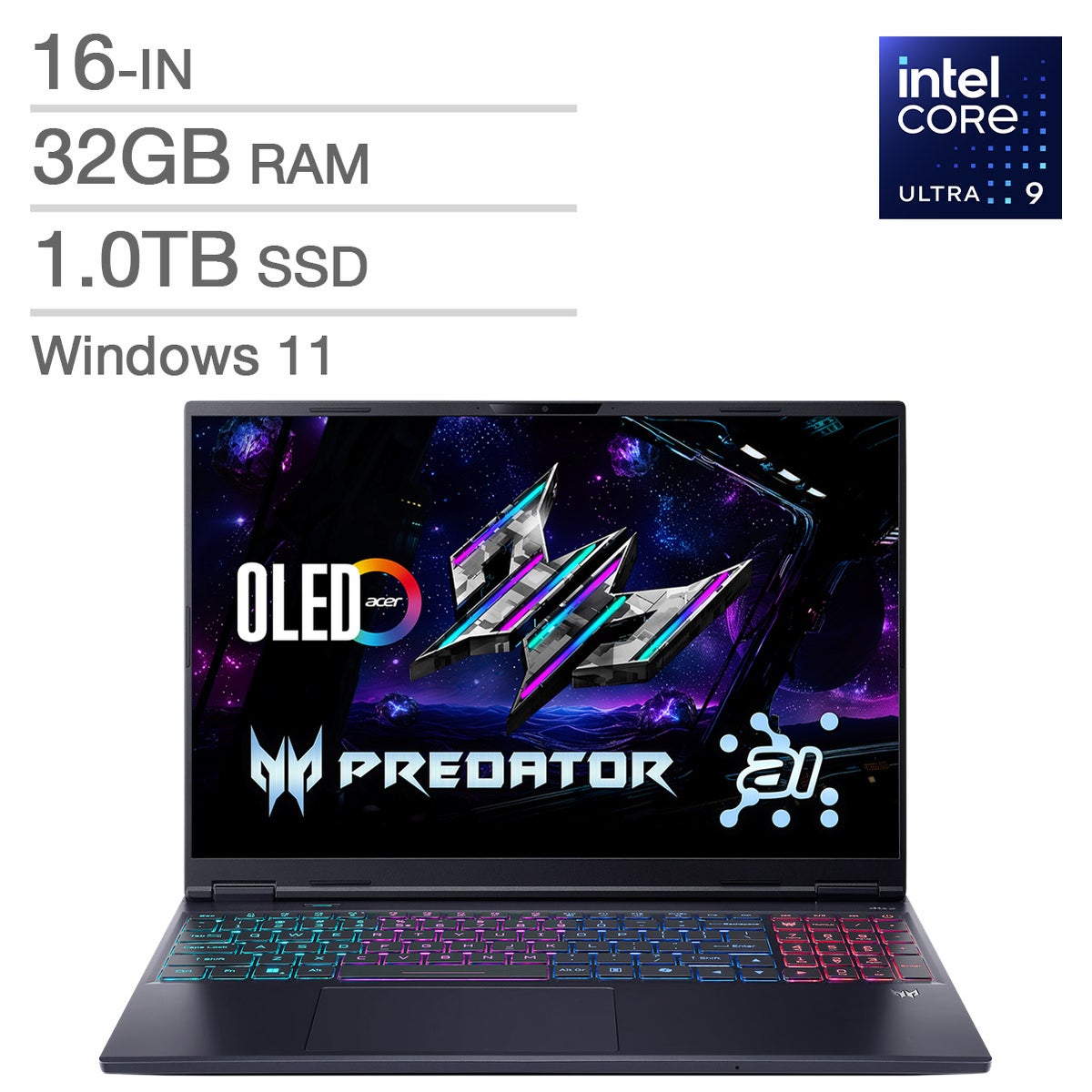 Acer Predator Helios Neo 16S Gaming Laptop, 16.0 – in, Intel Core Ultra 9 275HX, 32GB RAM, 1TB SSD, NVIDIA GeForce RTX 5070Ti Graphics