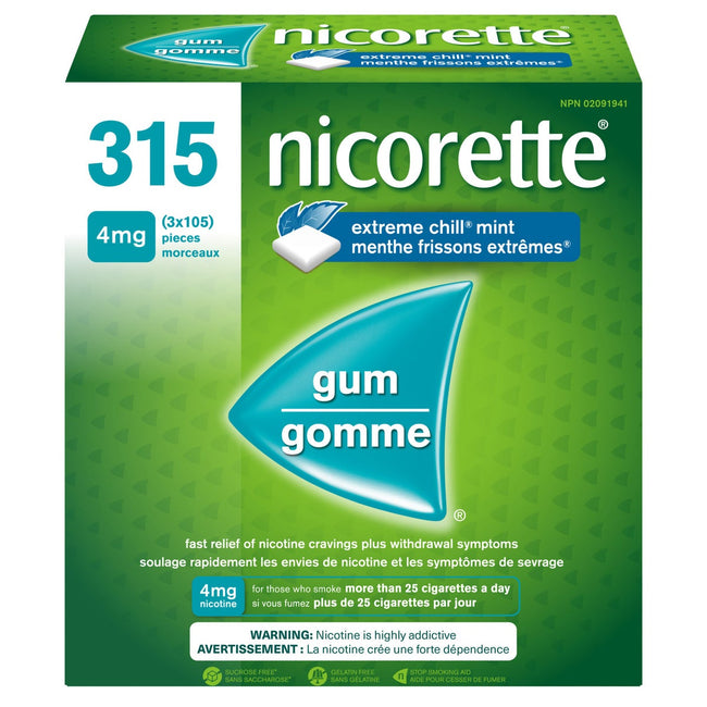 Nicorette Extreme Chill 4mg Mint Gum - 3 x 105 pieces