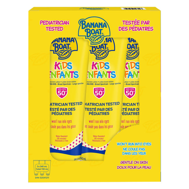 Banana Boat Kids Sunscreen Lotion SPF 50, 3 x 240 mL