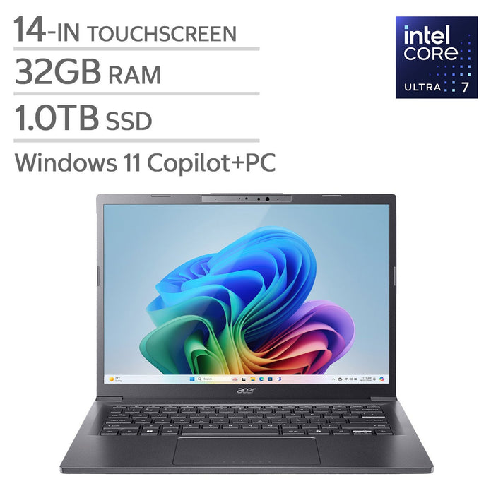 Acer Aspire 14 AI Copilot+ PC, 14-in.Touchscreen Laptop Bundle, Intel Core Ultra 7 258V – 32GB RAM, 1TB SSD