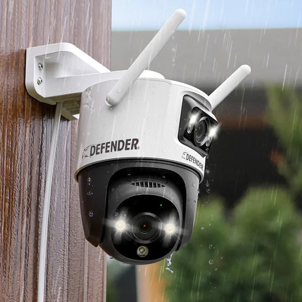 Defender AI POWERED Guard Pro 3K PLUS Dual Lens PTZ Wi-Fi Plug-in Security Cameras, 2 Pack