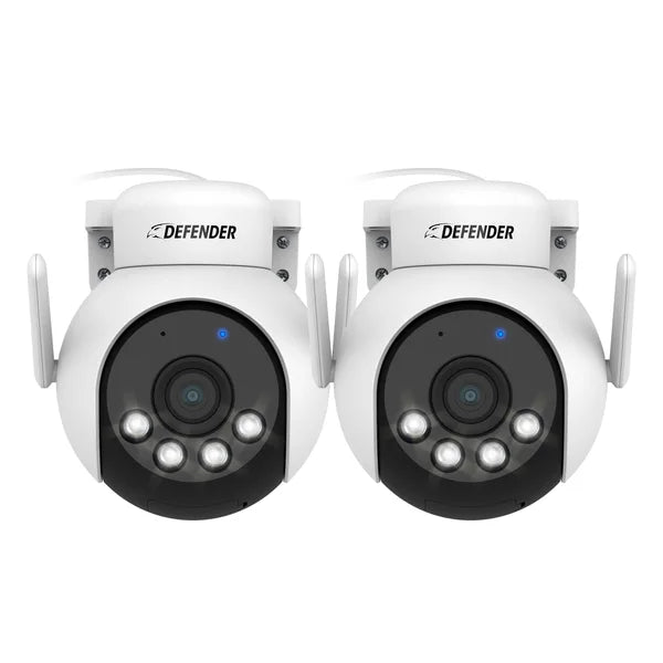 Defender AI POWERED 4K Everwatch PTZ 360 Degree Wi-Fi Outdoor Plug-in Power Security Camera, 2-pack