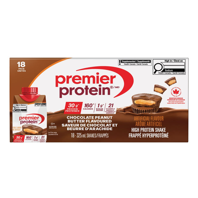 Premier Protein High-protein Chocolate Peanut Butter Shake, 18 x 325 mL