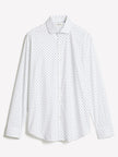 White Tailored-Fit Dress Shirt with Geo Pattern