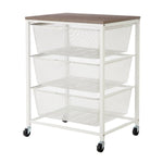 Edifice Mesh Rolling Cart, 3 Baskets
