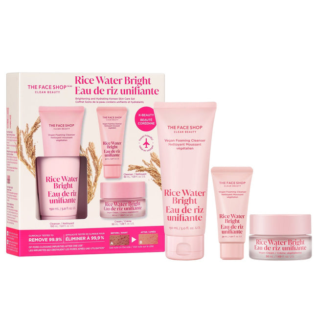 The Face Shop Rice Water Bright Vegan Brightening and Hydrating Skin Care Set