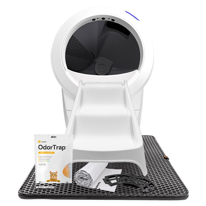 Litter-Robot 4 Self Cleaning Electric Cat Litter Box Exclusive Bundle, White