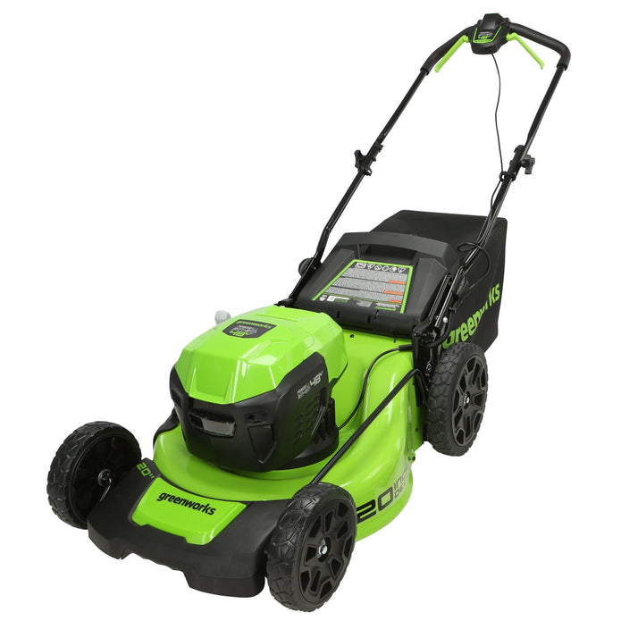 Greenworks 48V (2x24V) Lawn Mower & String Trimmer & Blower Combo, (2) 4.0Ah Batteries and Dual Port Charger Included