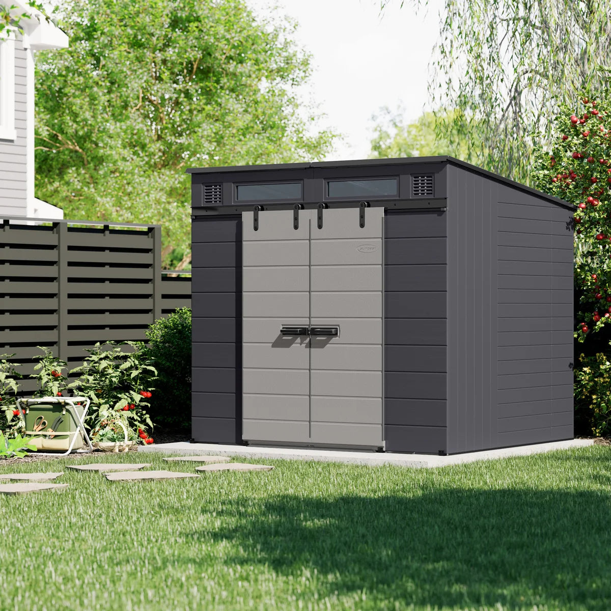 Suncast Modernist 8 ft. x 7 ft. Dual Barn Door Storage Shed