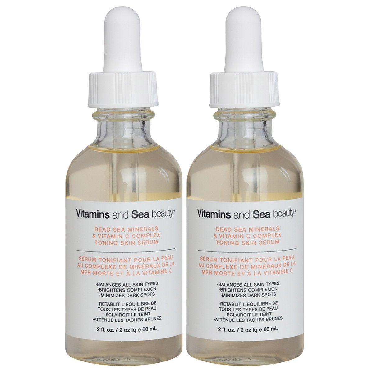 Vitamins and Sea Beauty Dead Sea Minerals and Vitamin C Toning Skin Serum, 2 x 60 mL