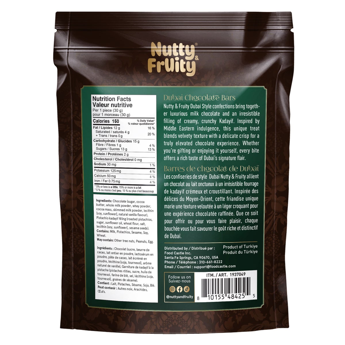 Nutty & Fruity Dubai Style Chocolate Bars, 454 g