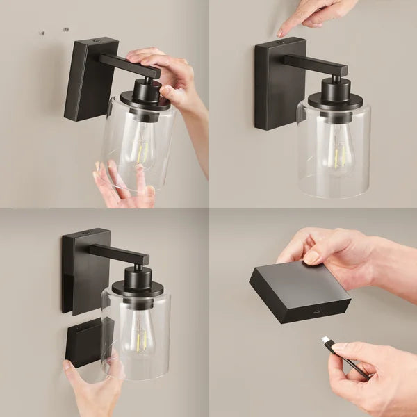 Globe Electric Rechargeable Glass Wall Sconce, 2-pack