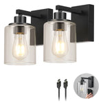 Globe Electric Rechargeable Glass Wall Sconce, 2-pack