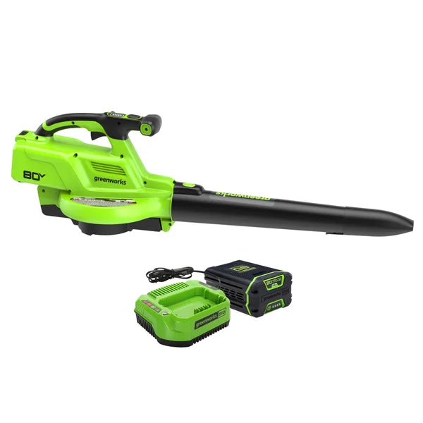 Greenworks 80V 3-in-1 520 CFM 240 MPH Blower Vacuum, 4.0Ah Battery and 2A Charger Included