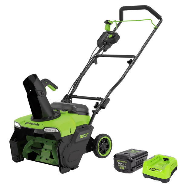 Greenworks 80V 20'' Single Stage Snow Thrower, 4.0 AH Battery and Charger Included