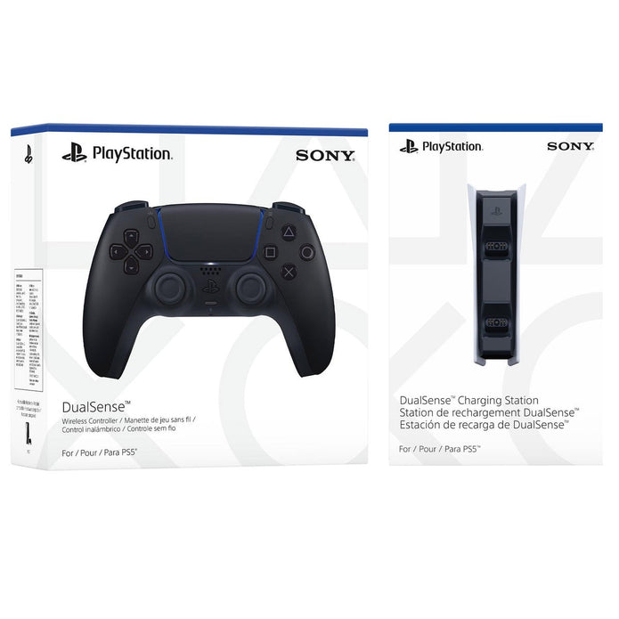 PlayStation 5 DualSense Midnight Black Wireless Controller and Charging Station Bundle