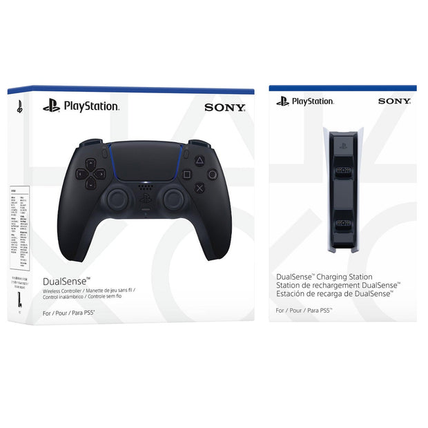 PlayStation 5 DualSense Midnight Black Wireless Controller and Charging Station Bundle