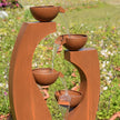 Outdoor Metal Cups Fountain with Rusty Top and Black Basin