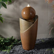 Ceramic Fountain with Lights, Brown Elegance