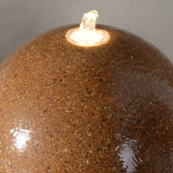Ceramic Fountain with Lights, Brown Elegance