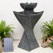 Solar Powered Contemporary Pedestal Fountain with White LED
