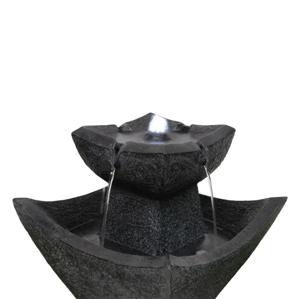 Solar Powered Contemporary Pedestal Fountain with White LED