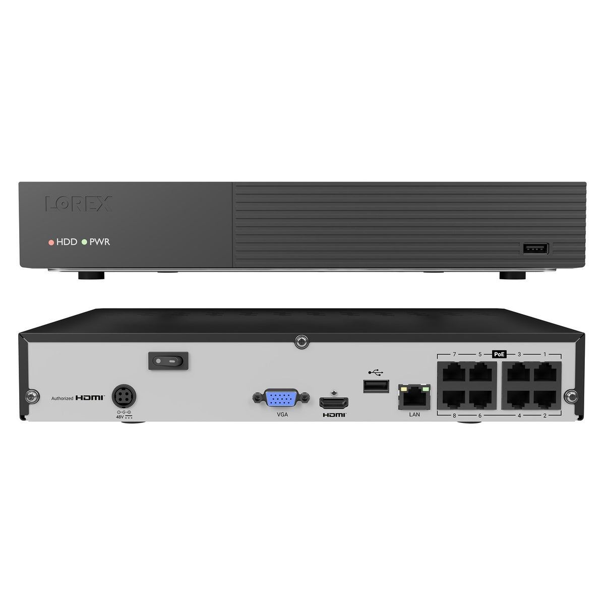 Lorex Connect 4K 8-Channel PoE Wired NVR with 4 Spotlight Turret Cameras