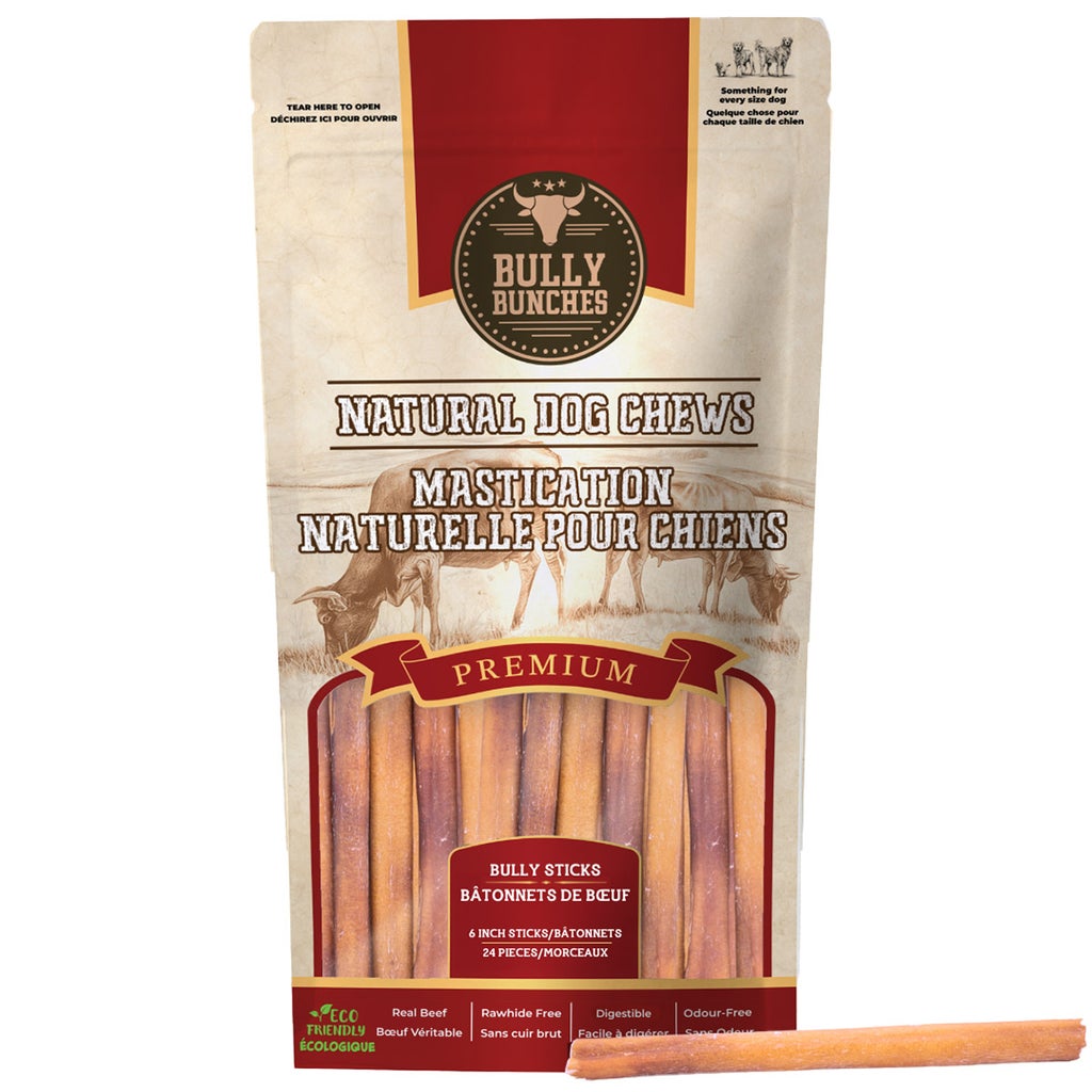 Bully Bunches 6 in. Standard Odour-Free Bully Stick , 24-pack
