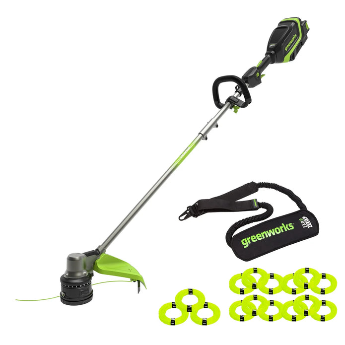 Greenworks 80V Brushless 17" String Trimmer, Exo-Flex Shoulder Strap, (2) 0.105'' + (13) 0.095'' Lines Included, Tool Only