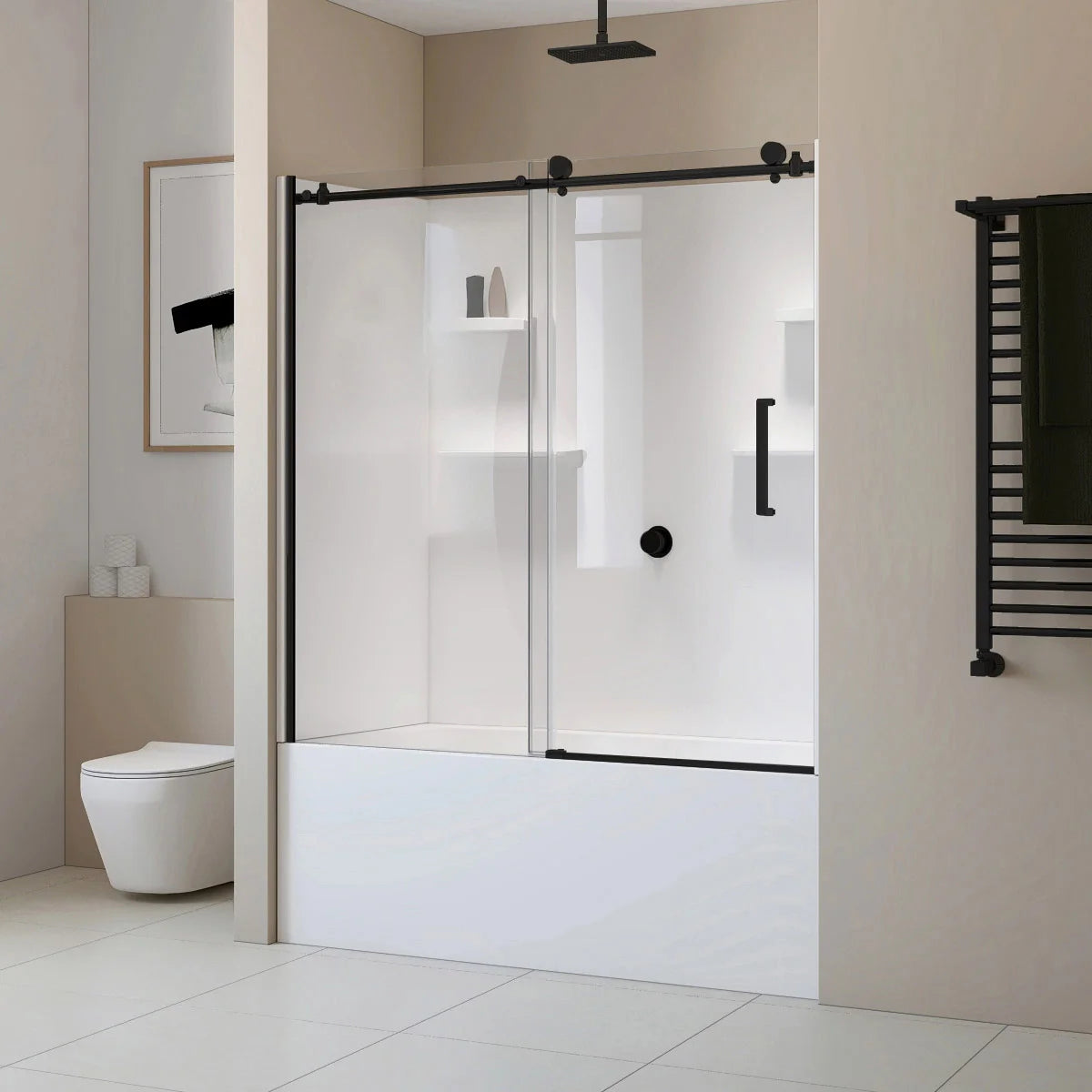 Appollo Cameron 32 in. x 60 in. Skirted Bathtub with Shower Doors and Wall Kit, Left Drain