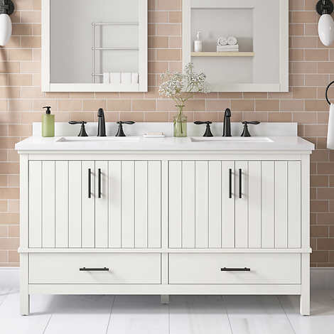 OVE Decors Arno 60 in. Double Vanity with White Quartz Top