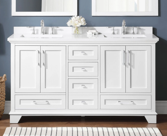 OVE Decors Hamburg 60 in. Double Vanity with Engineered Stone Top