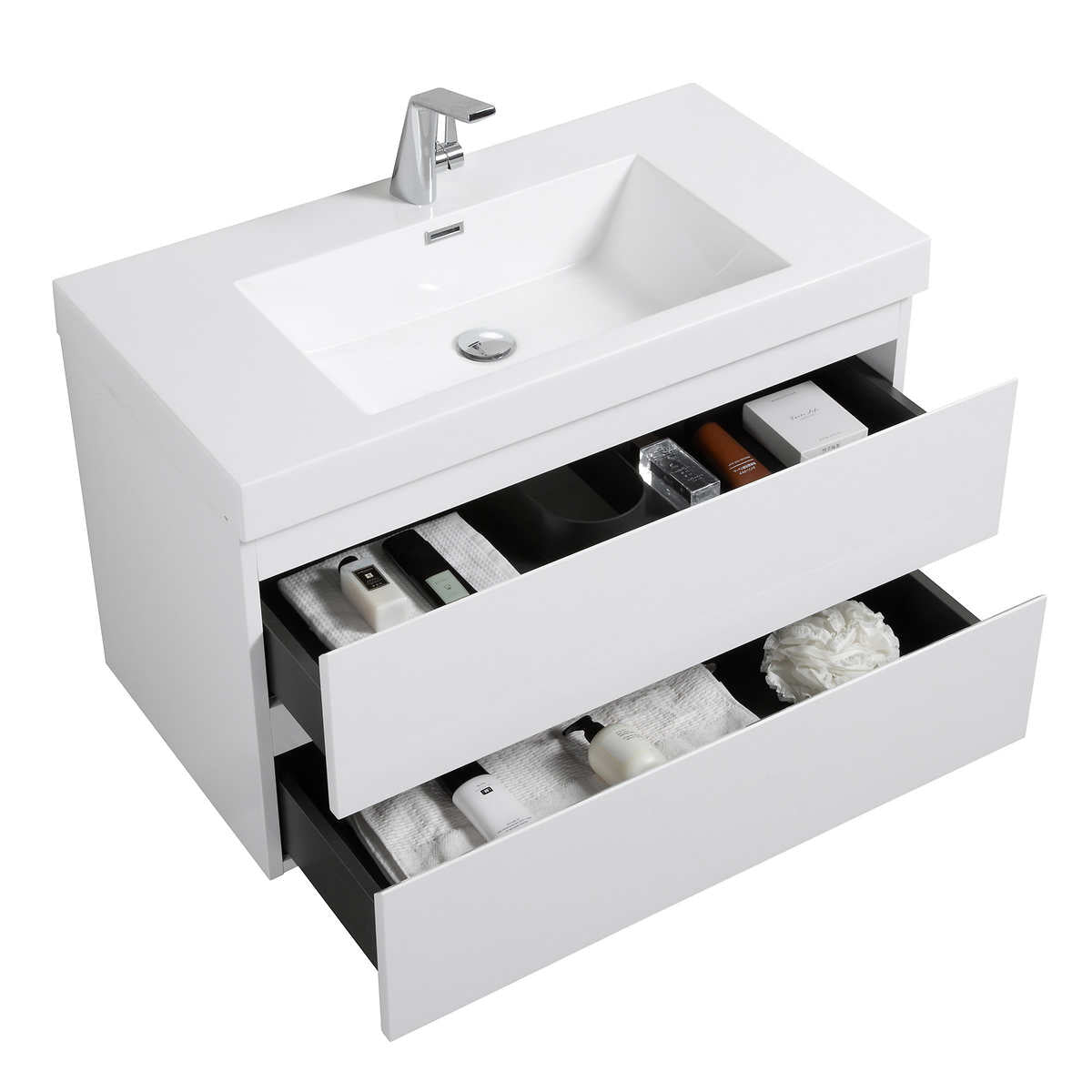 SERA CAPRI Vanity with Glossy White Polymarble Countertop