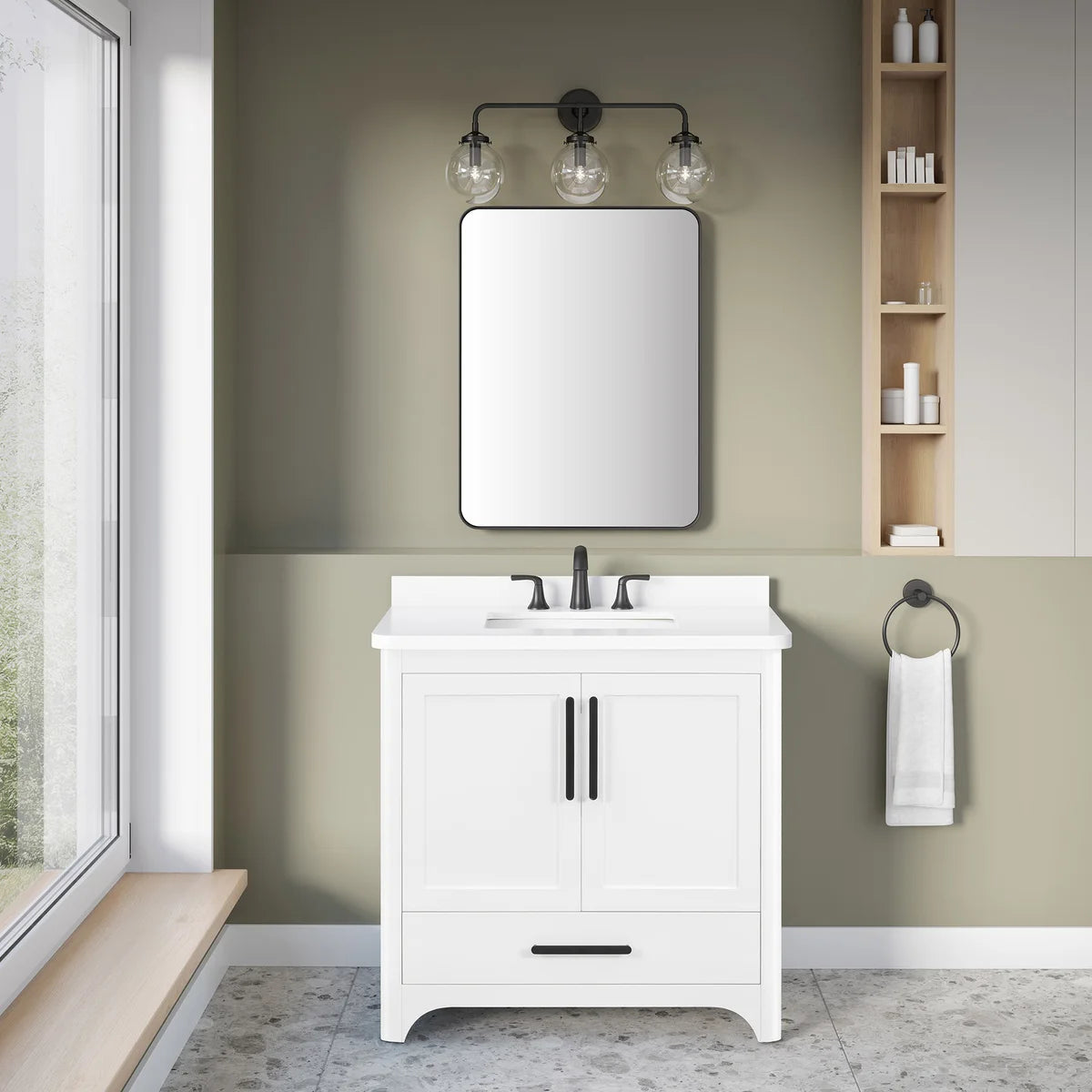 OVE Decors Adrian Vanity with Quartz Top in White