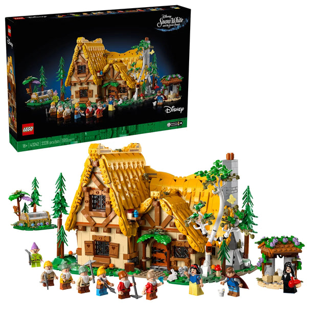 LEGO Disney Snow White and the Seven Dwarfs’ Cottage with Bonus LEGO Icons Chrysanthemum Flower Décor Building Set for Home Décor