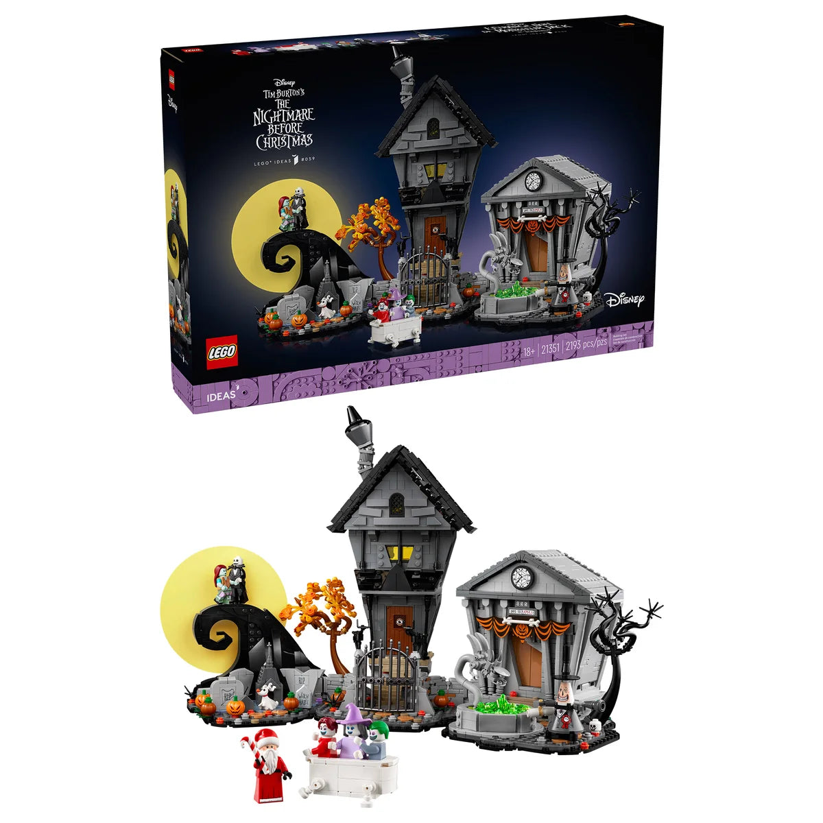 LEGO Ideas The Nightmare Before Christmas Building Craft & Décor Set with Bonus LEGO Minecraft The Wolf Stronghold Fortress Playset Video Game Toy
