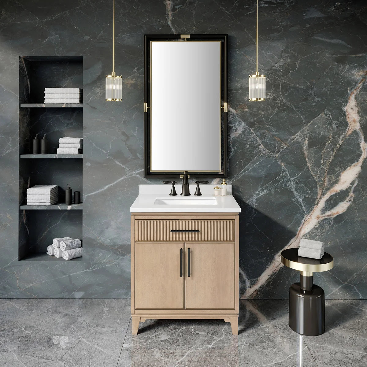 Loxley Rowe Marbella Vanity in Sahara Birch with Quartz Top
