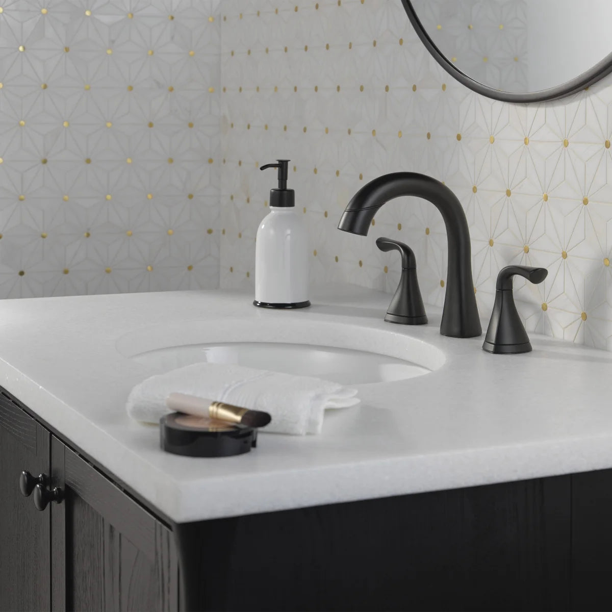 Delta Lampard Two Handle Pull-down Bathroom Faucet