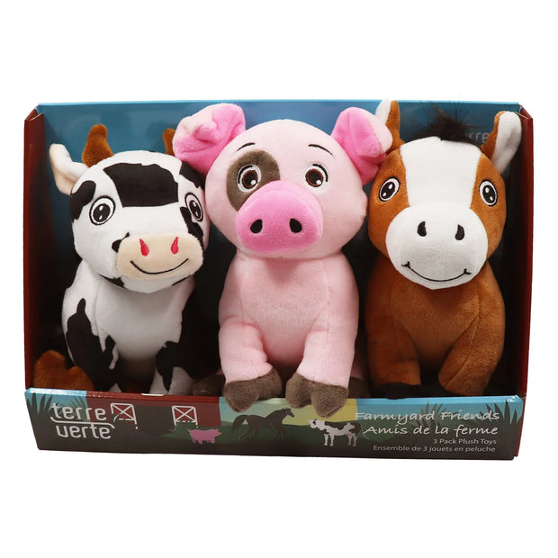 Farmyard Friends Plush Dog Toys, 3-count