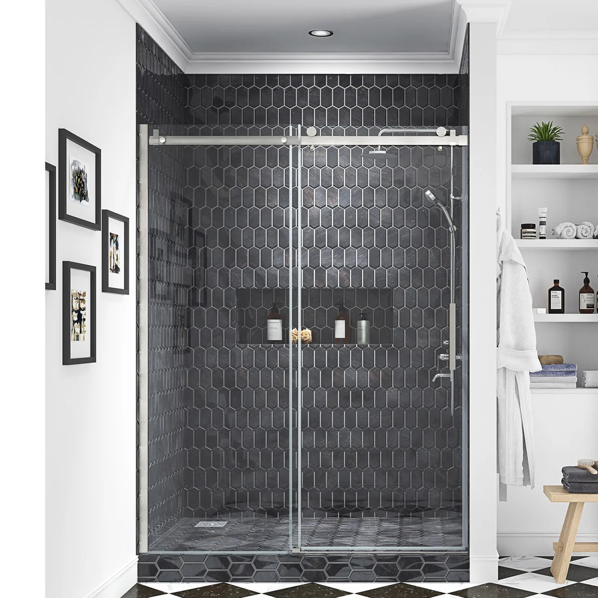 OVE Decors Kelsey 60 in. Sliding Glass Shower Door with Hardware