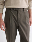 Wool-Blend Tapered-Leg Pleated Dress Pant
