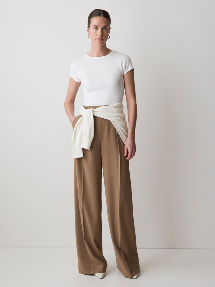 Short-Sleeve Crew-Neck Ribbed Basic Tee
