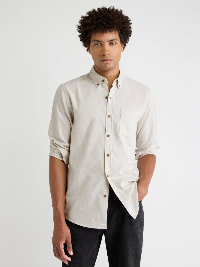Slim-Fit Solid Flannel Shirt