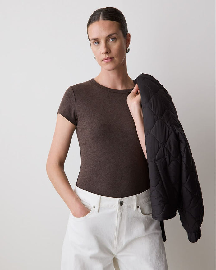 Short-Sleeve Crew-Neck Ribbed Tee