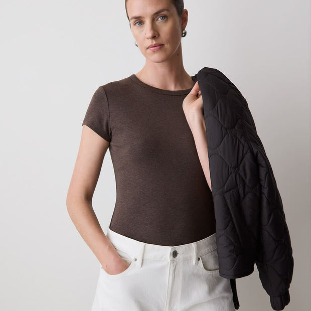 Short-Sleeve Crew-Neck Ribbed Tee