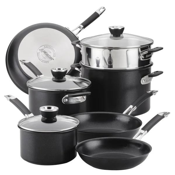 Anolon SmartStack Hard Anodized Cookware Set, 10-piece