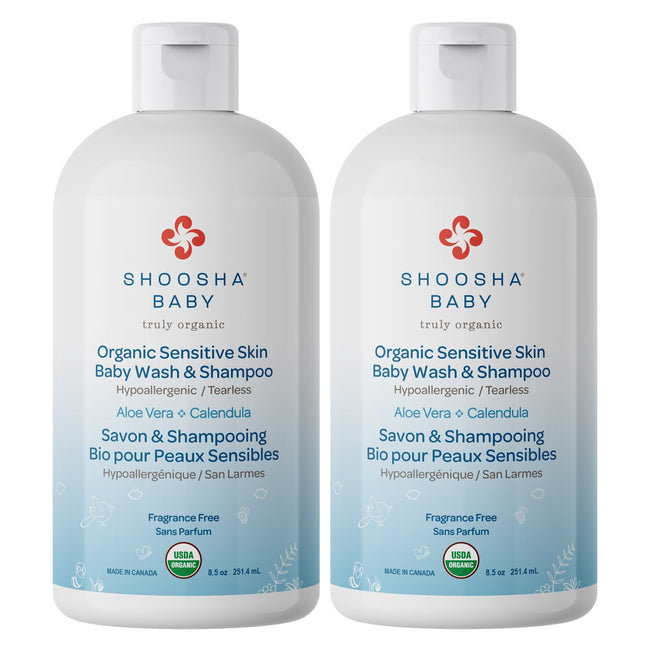Shoosha Organic Sensitive Skin Baby Wash & Shampoo, 2 x 251.4 mL