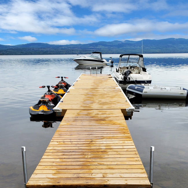 Multinautic Sturdy Dock Hardware Kit and Floats For High Freeboard Semi-Floating Wood Dock